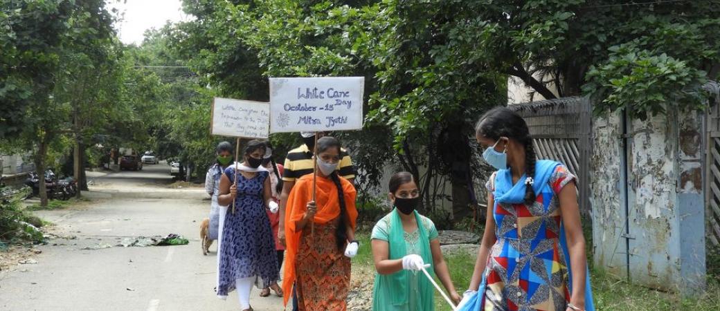 White cane safety day celebration at Mitra Jyothi